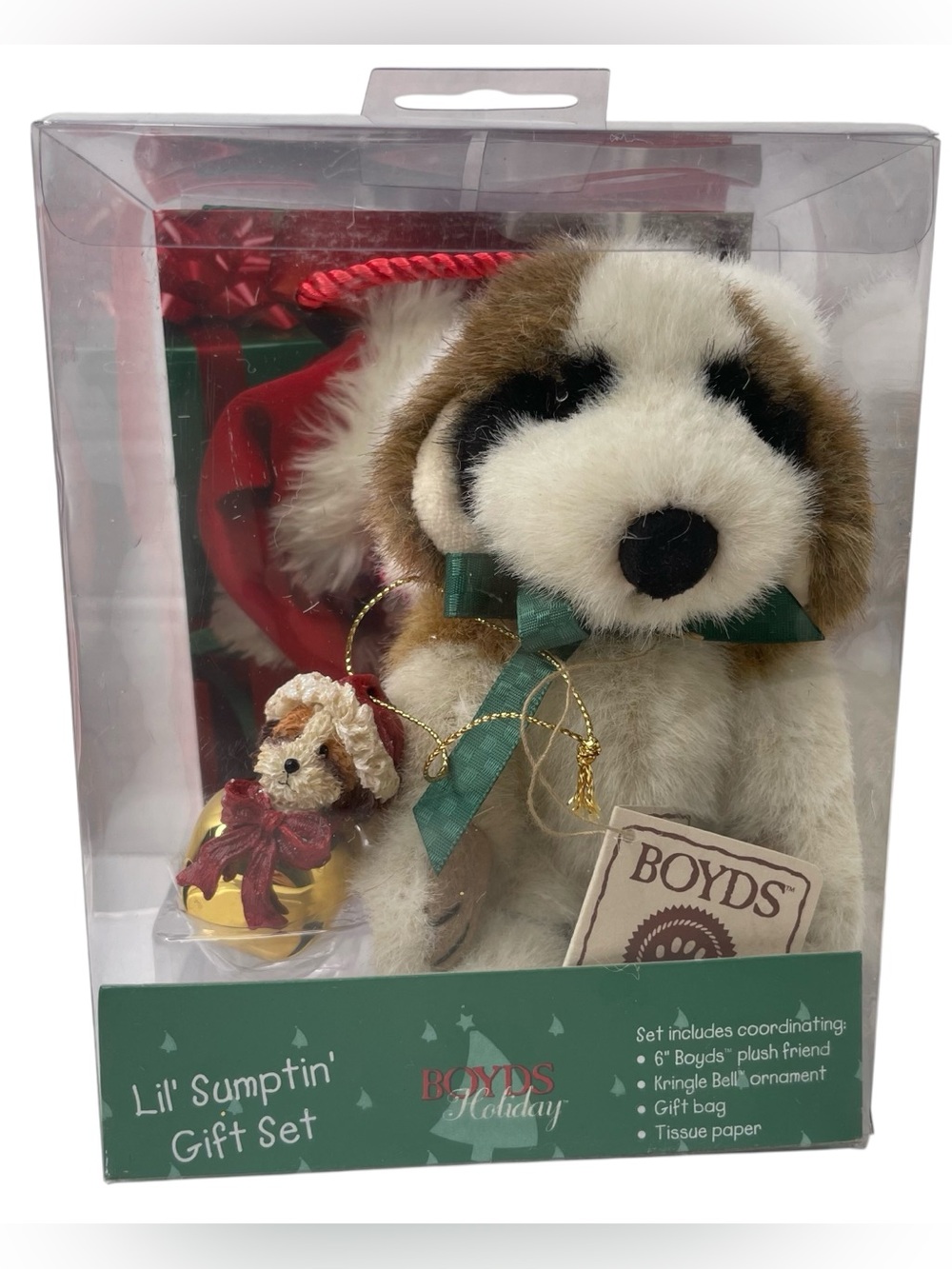 Boyds Bears Plush Bear Bernie Lil' Sumptin Holiday Gift Box Set With Ornament